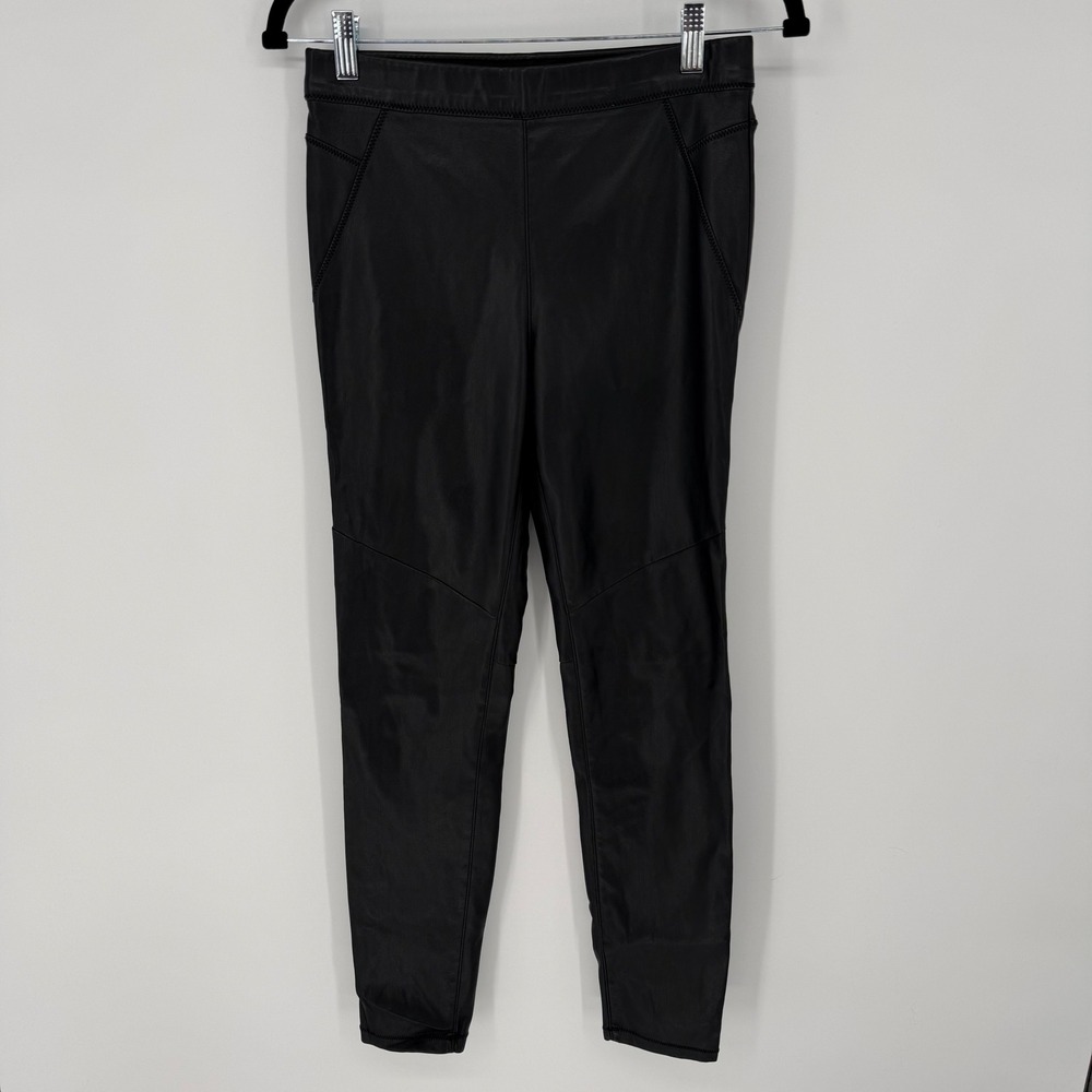 FREE PEOPLE‎ FAUX LEATHER LEGGING MOTO INSPIRED STYLE KNEE STITCHING SIZE 26